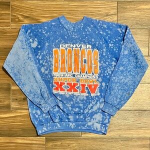 Trench Sweater Blue Denver Broncos 1989‎ AFC Champions Crewneck Size XL Vintage